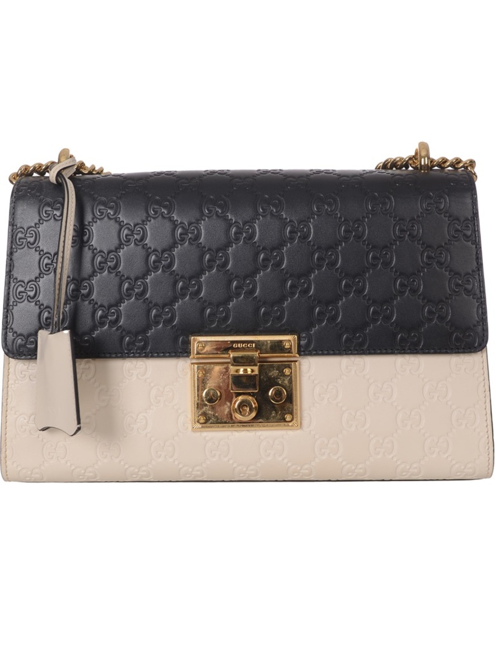 ♥️Gucci Padlock Bicolor Black and Cream GG Supreme Canvas Shoulder Bag♥️